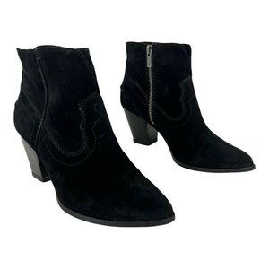 Frye Womens Size 6 Black Suede Renee Seam Short Western Ankle Boots